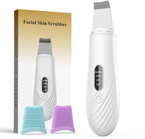 Skin Scrubber Face Spatula, Blackhead Remover Tool for Facial Deep Cleansing, Face Spatula Pore Cleaner with 4 Modes, Whitehead Remover, Blackhead Extractor, Face Scrubber (White)