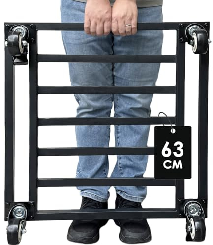 Hongsane 63 cm Metall Pflanzenroller, Rollbrett Pflanzen Tragkraft 400kg, Blumenroller Rund mit 360°Drehbare Rädern,Gefäßroller Schwarz für Große Pflanzgefäße im Innen und Außenbereich,1 Stück