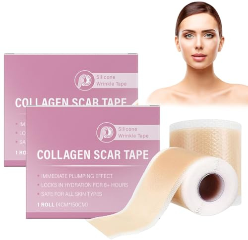 Teegxddy 2 Pezzi Silicone Scar Sheets, Cerotti in Gel per il Viso, Trasparenti,Design Invisibile,Coprono Efficacemente le Cicatrici, 4 cm x 150 cm