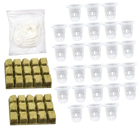 Anneome Hydroponisches Anzuchtset mit Stabilen Selbstbewässernden Baumwoll dochtschnur Steinwollstarterwürfeln für Gemüse und Kräuter für Hydrokultur und Pflanzanzucht