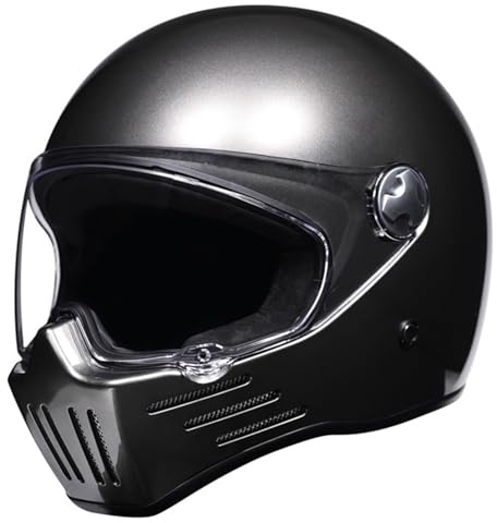 Casco Integrale Moto Retrò Con Visiera Alta Qualità Caschi Moto Integrali Omologato ECEDOT Per Adulti Uomini Donne Casco Cross E Off-Road Comfort Caschi Scooter Integrato D,XXL:63-64CM