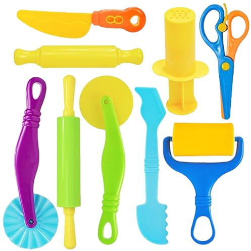 Knete Zubehör,Knetwerkzeug,Knete ab 2 Jahre,Play Werkzeug Knetset set Knet,für Kinder Knetzubehör Knetä Jahr,Jahren Kneten Werkzeuge,Kinderknete Formen Plastilin ​DIY Kinderknetekinderknete (9 color)
