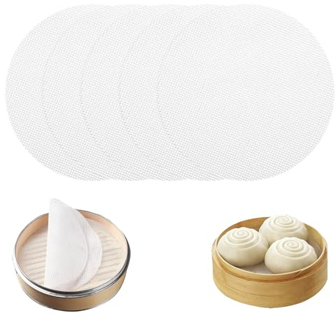 5 PCS Silicone Steamer Mat,Bamboo Steamer Liner,Reusable Bamboo Steamer Mat for Home Kitchen Cooking,White