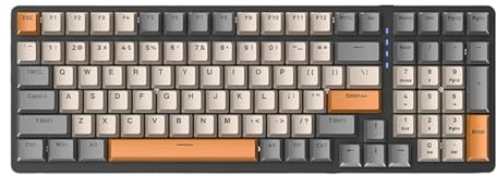 K3 Tastiera Meccanica 100 Tasti Cablato, Gaming, Ufficio, Computer, Tasto intero, Punzonato, Più Effetti di Luce Personalizzati, Tasti Pulsanti Lineari Rossi, Cavo a Spirale USB-C, 96 Layout