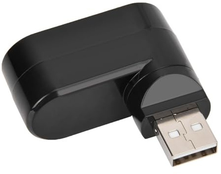 Yctze Hub Adattatore Mini Splitter Rotante USB 2.0 - Hub USB a 3 Porte per PC, Laptop, Notebook, Bianco (BLACK)