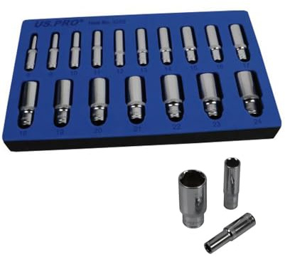 US PRO 17pc 3/8 Dr Metric Deep Socket Set 6 Point 8-24mm 3258