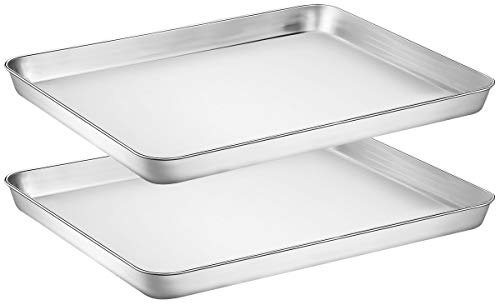 Wildone Baking Sheet Set of 2, Edelstahl Ofenblech Kuchenblech, Größe 40.6 x 30.5 x 2.5 CM, Ungiftig ＆Gesund, Leicht zu Reinigen＆Spülmaschinenfest