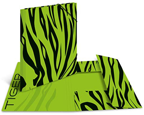 HERMA 19685 Sammelmappe A4 Animal Print Tiger, Kinder Eckspanner-Mappe aus Pappe mit Innendruck & Gummizug, stabile Einschlagmappe aus Karton für Jungen & Mädchen