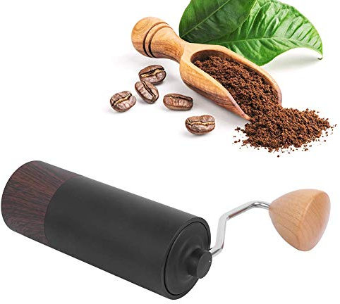 Molinillos de café manuales Molinillo de café manual, acero inoxidable, máquina de corte manual de café, molino de fresas, máquina de molienda manual ajustable, cafetera (grano de madera oscura)