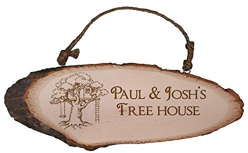 The Engraved Touch | Design Your Own Tree House Personalised Rustic Wooden Plaque | Real Wood |
