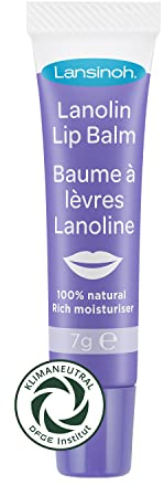 Lansinoh Lanolin Lip Balm for dry cracked Lips - 100% Natural - Actively moisturises & Locks in Hydration - Hypoallergenic -7ml - Dry Lips Treatment