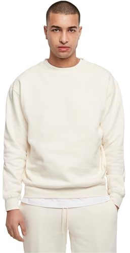 Urban Classics Grundläggande tröja för män, crewneck tröja, finns i 6 färger, enfärgad, med rund hals, storlek S till 5XL, Vit, XL