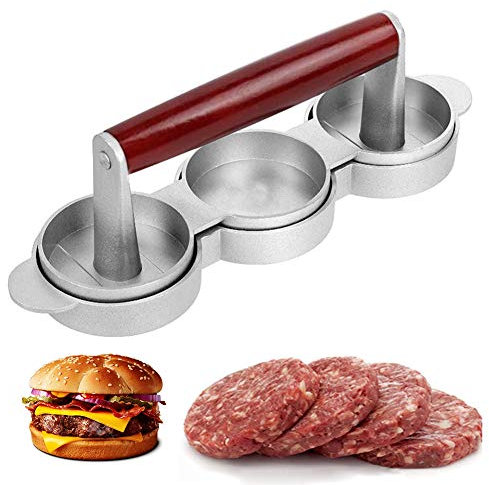 URCheers Hamburger Press Maker - Patty Maker - Burger Press -3 in 1 Non-Stick Meat Pie Mould for Stuffed Burgers, Pusher, Grill, Beef (Aluminium Alloy 3 in 1)