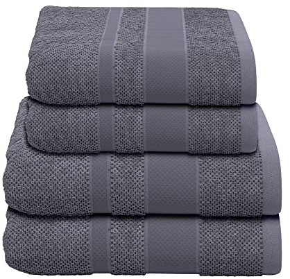 PANA Handduk frottéserie • frottéhanddukar set • Hudvänlig handduk och duschhandduk • 100 % bomull • Ökotex-certifierad • 2 handdukar/2 duschhanddukar • Grå