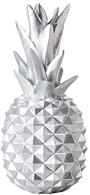 shelfmade Ananas Argenté - Décoration de Table en Résine pour Salon et Mariage - Polyrésine - Coupe d'Ananas Moderne Argentée