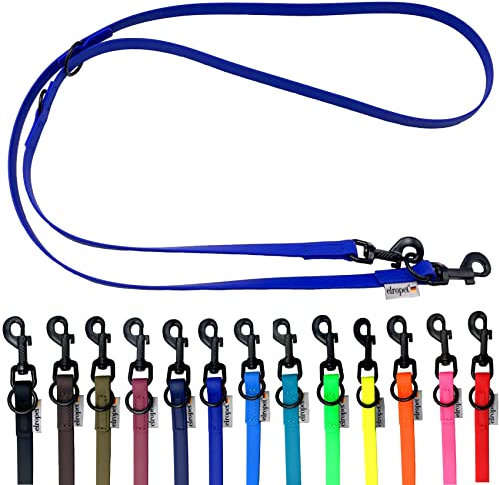 Biothane Hundeleine kleine Hunde/große Hunde verstellbar 2m / 2,40m / 2,80m / 3,50m / 5m schwarzer Haken (2,40m X 16mm, Blau)