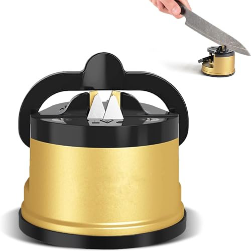 FISHTEC - Affûteur de Couteaux avec Ventouse Puissante - Lames en Carbure de Tungstène - Affûtage Sécurisé à Une Main - Compact et Léger - Idéal Couteaux Acier Lisse ou Légèrement