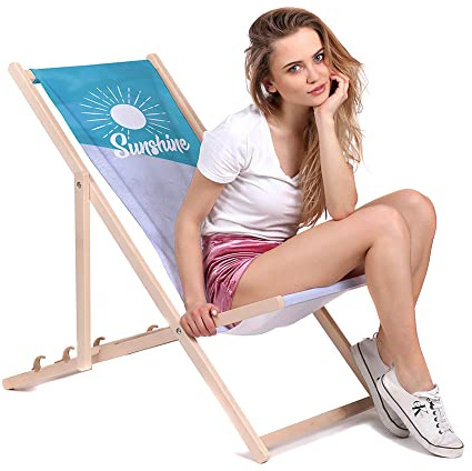 DreamRoots Liegestuhl klappbar Buchenholz, Sunshine