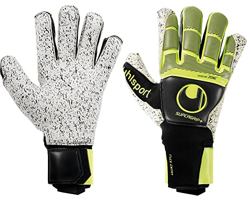 Uhlsport SUPERGRIP+ Flex Frame Carbon Torwarthandschuhe, Erwachsene, Unisex, Schwarz/Neongelb (Mehrfarbig), Größe 11