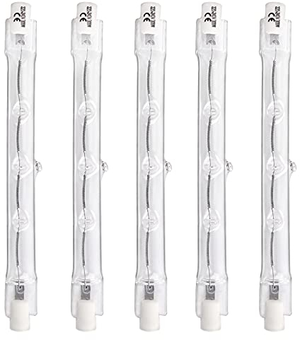 SCNNC Halogen Leuchtmittel 230V R7S 118MM 300W Dimmbar, 4500LM Warmweiß 2700K Halogenlampen J118 R7S Linear Flutlicht für Deckenleuchten, Arbeitslampen, Sicherheitslampen, 5 Stück