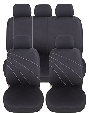 Auto Accessori Lupex Coprisedili per auto Universali, tessuto poliestere, set fodere protezione sedili, copertura adattabile, No Suv (Anteriori e Posteriori, G - Grigio)