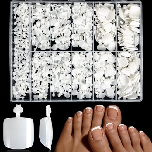 550 Stück Künstlich Zehennägel Kit, 11 Größen Falsche Zehennägel zum Aufkleben, Full Cover Acryl Künstlich Fußnägel Tips, Falsche Toe Nagel Tips mit Box für Damen Frauen Nagelkunst DIY