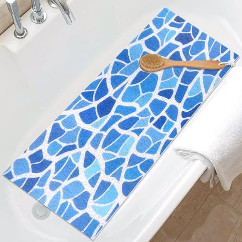 Duschmatte, rutschfest, extra lang, rutschfest, Anti-Schimmel, 40 x 100 cm, Luffa, Badezimmer-Duschmatte für Innendusche, weiche strukturierte Badewannen-Massagematte für Badewanne, Badezimmer, Boden
