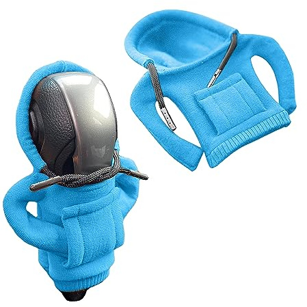 YEJAHY Schaltknauf Hoodie,Schaltknauf Abdeckung,Gangschaltung Hoodie-Abdeckung,Lustige Hoodies Schalthebel Dekoration,für Auto Dekoratives (Blau)