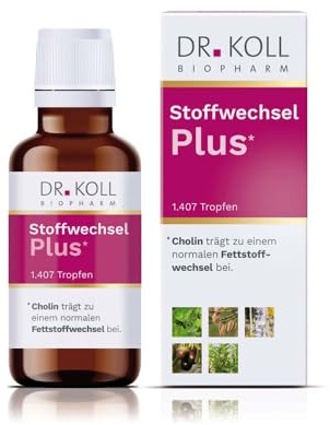 Stoffwechsel Plus Tropfen von Dr. Koll Biopharm, 50ml | Nahrungsergänzungsmittel mit Cholin für einen normalen Fettstoffwechsel, Glycerolkomplettextrakten und Vitaminen