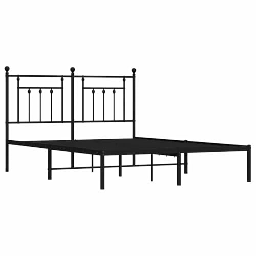 vidaXL Sängram med huvudgavel metall svart 140x190 cm, säng, metallsäng, metall sängram, sängar, metallsängar, metall sängramar, gästsäng, gästsängar