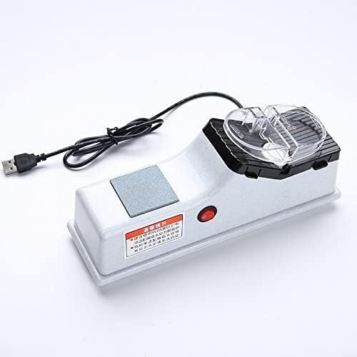 MAHWER Afilador de Cuchillos USB eléctrico Afilador de Cuchillos Cocina Profesional Rotativo Piedra Afilador Automático Fácil Rápido Cuchillo Afilador de Tijera Máquina (Color : White USB)