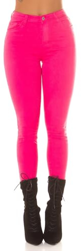 Koucla Uni hög midja stretch byxor skinny fit dam push up jeans casual, ROSA, 38