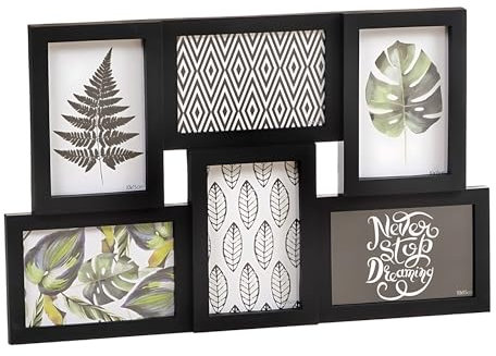 LEKE GO Portafotos multiple de pared para 6 fotos de 10x15 plastico negro (Negro 6 fotos 10x15)