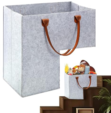 enseak Cesta Escalera,cestos De Escalera,Cesta para Escaleras,Cesta De Escalera,Escaleras con Asas De para Organizador De Escaleras Alfombradas De, Cesta Plegable De Fieltro, Color Negro