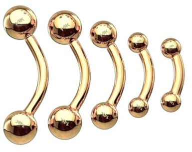 Piersando Banane Piercing Stab Augenbrauen Piercing Banane 14 Karat 585 Echtgold Bananabell Ohr Tragus Helix Gelbgold | 1,2mm x 8mm x 3mm