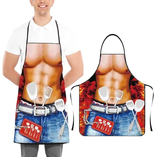 BHIPKOT Kochschürze Männer Sexy, Kochschürze Männer Lustig Grillschürze für Männer Lustig Küche Lustige Schürze für Männer Bbq Party Erwachsene Schürze für Männer Geschenk
