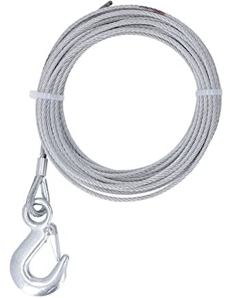 Cable de alambre de cabrestante de 4 mm x 12 m, 2000 libras de grosor, acero inoxidable con gancho, tope de protección, guardacabos, ajuste universal para vehículos, SUV, UTV, ATV, repuesto