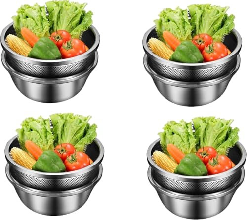 SJZLCXFC Lejdi Cuencos para Mezclar Picnics Utensilios de Cocina Cuencos anidados Bandejas para Servir Hornear Ollas y sartenes Tazones de Sopa Acero Inoxidable 304 Juegos de 8 Piezas 34-40 cm