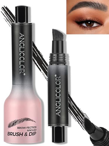 Erinde Wasserfest Augenbrauenstift Härchenzeichnung, Microblading Natürliche Eyebrow Pencil, 3D Abgewinkelter Bürstenkopf Augenbrauenstifte, Wischfest Langanhaltend Augenbrauenfarbe #GrayBlack