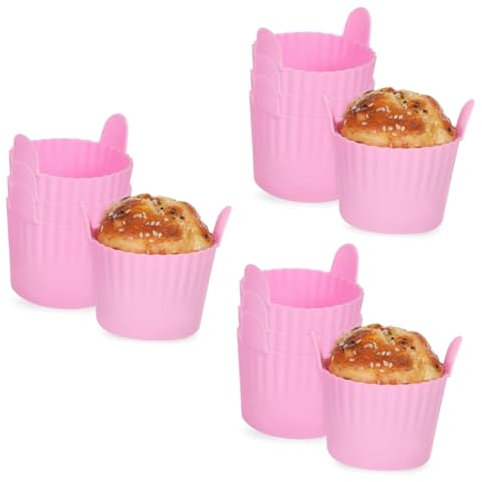Cabilock 12pcs Silicone Muffin Molds for Baking Muffin Silicone Molds for Cupcakes and Airfryer Use