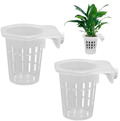 LuckyOpt 2Pcs Aquarium Plant Holder, Hollow design Hanging Aquarium Planter Cups with Hook, Aquariums Plants Baskets for Fish Tank Aquariums Hydroponics & Aquatic Plants (2Pcs)