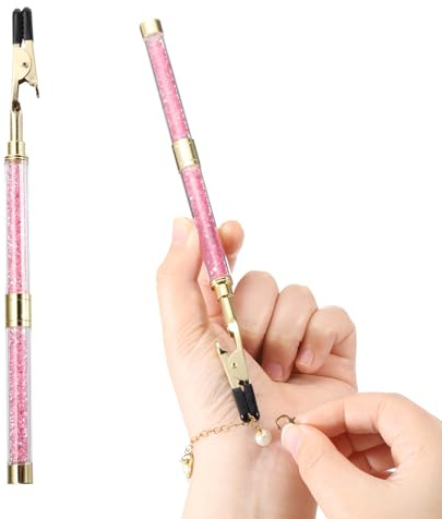 PATIKIL Bracelet Clasp Helper, Bracelet Helper Tool to Put on Yourself with Rubber Cover Tip, Jewelry Quick Wear Fastening Equipment for Necklace Watch Zipper, Hot Pink/Golden