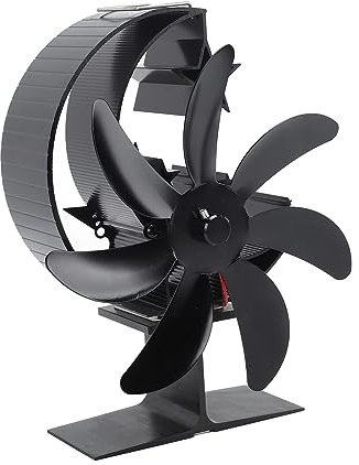 Brrnoo Wood Stove Fan, Aluminum Blades, Silent Operation, Energy Efficient, Efficient Heat Distribution, Low Noise Design, Black Color