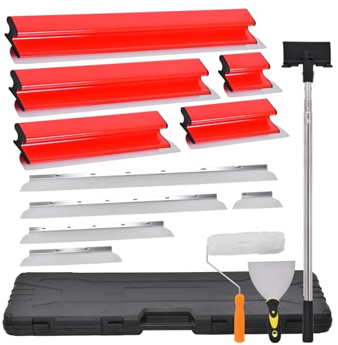 Flächenspachtel Set, Spachtel Werkzeug (20,40,60,80,100cm) Und 86cm-207cmTeleskopstange Mit Adapter, Multifunktionales Glättungsspatel-Kit Für Professionelle Anwendungen