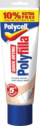 Polycell Quick Drying Polyfilla - Interior Decorator Filler - For Plaster Wood Stone Cracks & Holes - Fast Drying - Smooth Finish - White - 363g