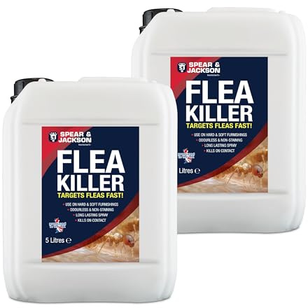 Spear & Jackson Flea Killer, 2 x 5 Litres, Multi-Insect Control for Hard and Soft Furnishings