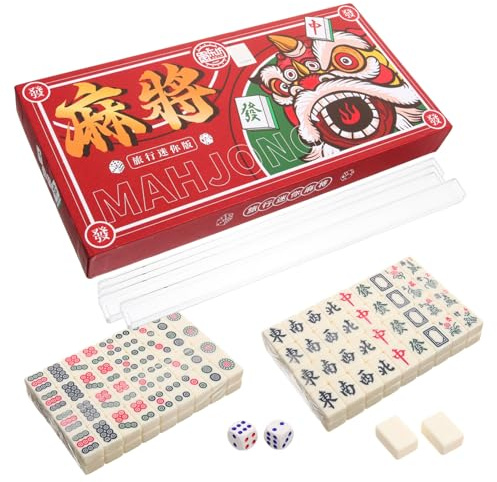 BESPORTBLE Portable Mini Mahjong Set Wear Resistant Tiles with Clear Printing for Travel Camping and Home Parties Lightweight Small Chinese Game Kit Enhancing Social Interaction and Leisure