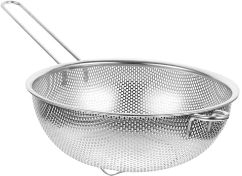 Panier Passoire en Acier Inoxydable à Poignée Unique, 19, 2 | Mailles Fines, Trous Serrés, pour Légumes et Viande, Rinçage et Égouttage, Argenté, Empêche les Petites Pièces