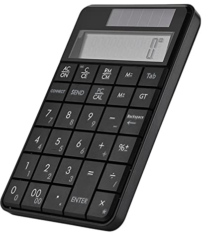 Cuifati Pavé Numérique USB 2,4 G, 29 Touches, Mini pavé Numérique sans Fil 2 en 1, Clavier Intelligent à énergie Solaire et Calculatrices de Bureau avec écran LCD, Compact et Portable