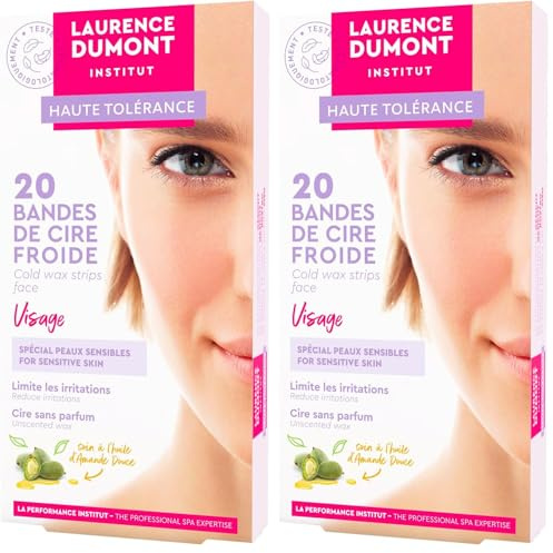 LAURENCE DUMONT INSTITUT 20 bandes de cire froide Visage Tous types de peaux : Peau lisse et douce (Lot de 2)